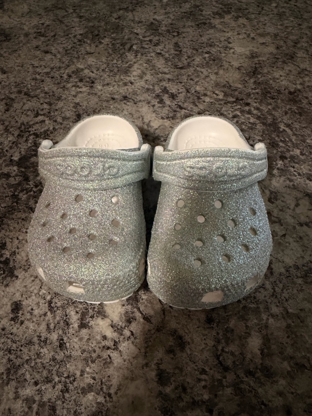 CROCS Kids Glitter Clogs - Silver Sparkle